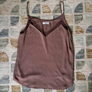 Babaton Galen Mesh Camisole Tan with Black Sheer Detail Versatile Aritzia